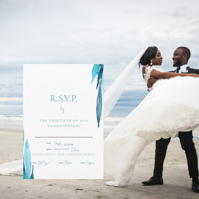 Turquoise Foliage Dinner RSVP Card (Creator Uploaded)