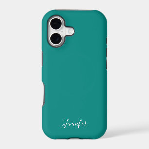 Turquoise foncé couleur unie monogramme personnali
