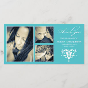 TURQUOISE FORMAL COLLAGE   WEDDING THANK YOU CARD