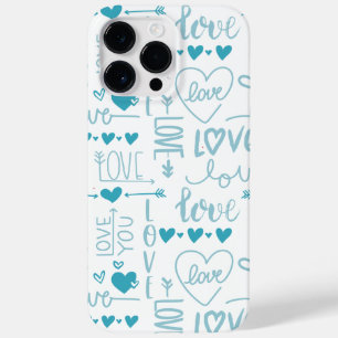 Turquoise Fun and Modern Love and Hearts Case-Mate iPhone 14 Pro Max Case