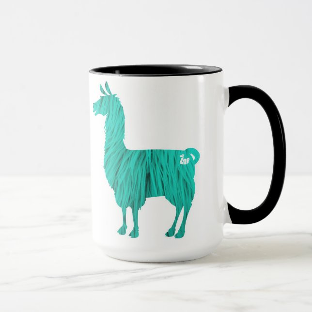 Turquoise Furry Llama Mug (Right)