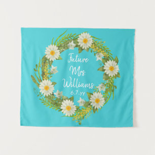 Turquoise Future Mrs Daisy Bridal Shower Backdrop Tapestry