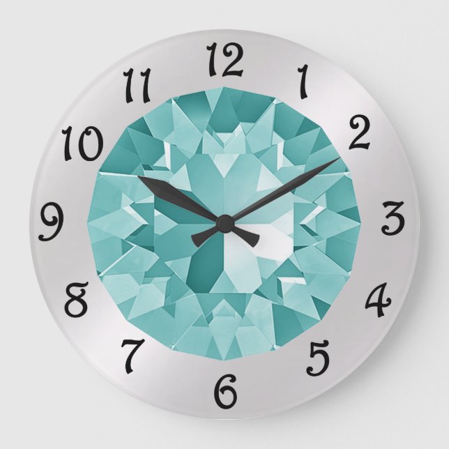Turquoise Gem Large Clock (Front)