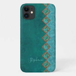 Turquoise Gemstone Copper Inlay Blue Green iPhone 11 Case