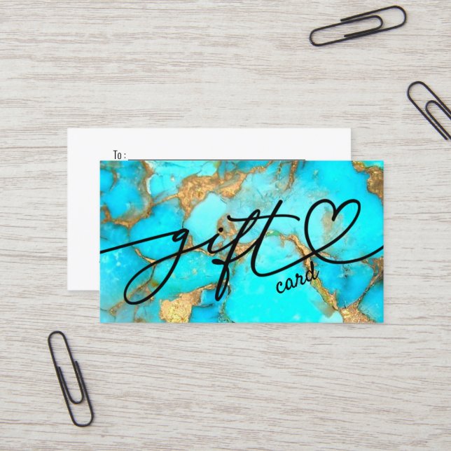 turquoise gemstone gift certificate (Front/Back In Situ)