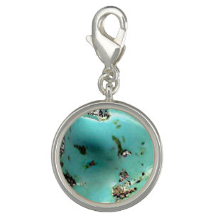 Turquoise Gemstone Image Round Charm