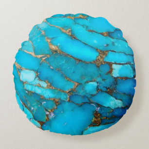 turquoise gemstone round pillow