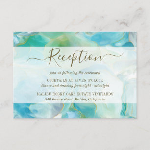 Turquoise Gemstone Watercolor Wedding Reception Enclosure Card