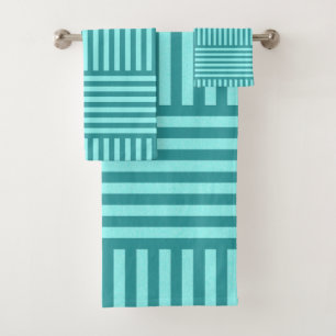 Turquoise Geometric Bath Towel Set