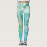 Turquoise Geometric Gemstone Watercolor Leggings<br><div class="desc">Watercolor turquoise geometric gemstone pattern leggings in summer shades of aqua blue,  sea foam green and gold. Perfect for yoga,  gym and lounge wear.</div>