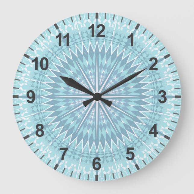 Turquoise Geometric Mandala Large Clock (Front)