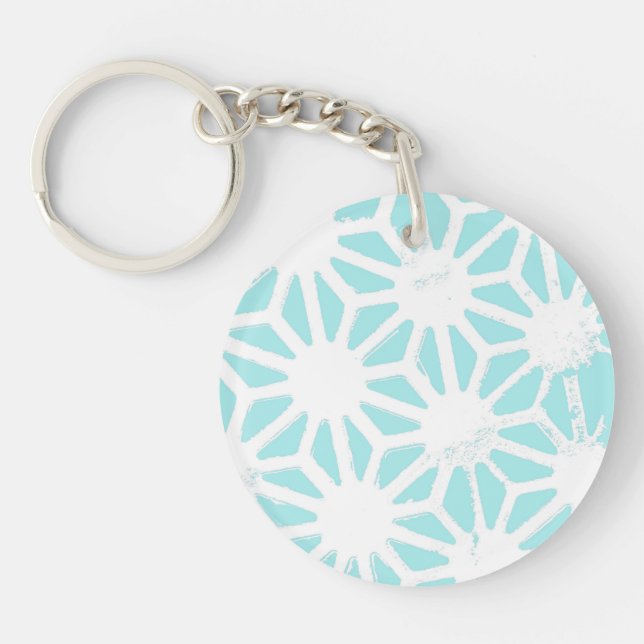 Turquoise geometric pattern keychain (Front)