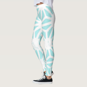 Turquoise geometric pattern leggings