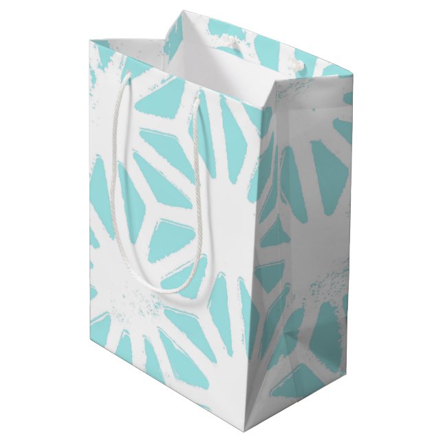 Turquoise geometric pattern medium gift bag (Back Angled)
