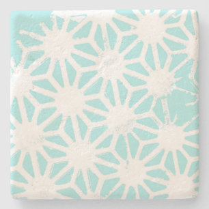 Turquoise geometric pattern stone coaster