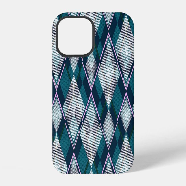 Turquoise Geometric Rhombic Seamless Pattern iPhone Case (Back)