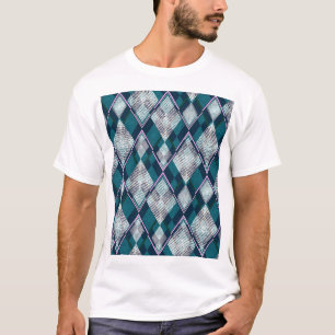 Turquoise Geometric Rhombic Seamless Pattern T-Shirt
