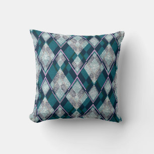 Turquoise Geometric Rhombic Seamless Pattern Throw Pillow