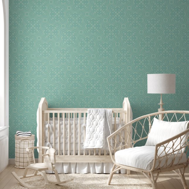 Turquoise Geometric Seamless Pattern Wallpaper (Kids)