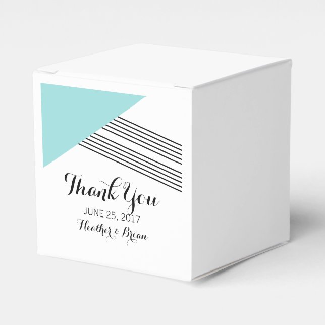 Turquoise Geometric Stripe Favour Boxes (Front Side)