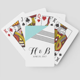 Turquoise Geometric Stripe Playing Cards