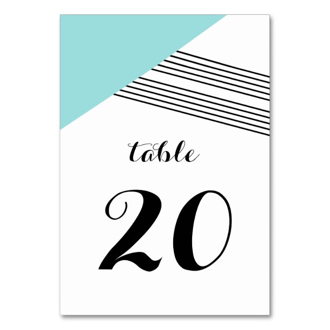 Turquoise Geometric Stripe Table Card (Front)