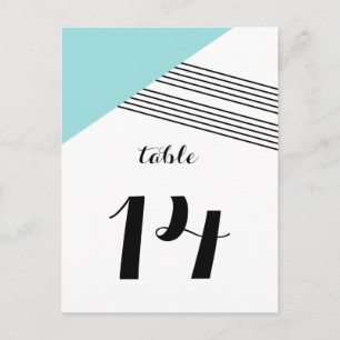 Turquoise Geometric Stripe Table Postcard