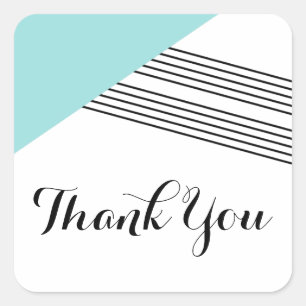Turquoise Geometric Stripe Thank You Stickers