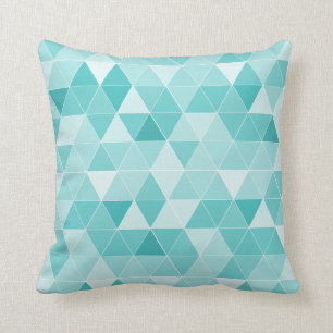 Turquoise geometric triangle pattern throw pillow