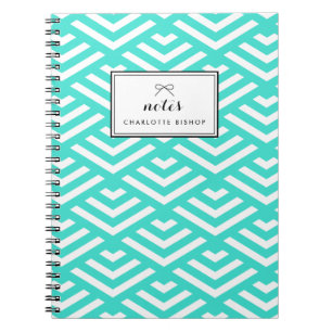 Turquoise Geometric Waves Personalized Notebook