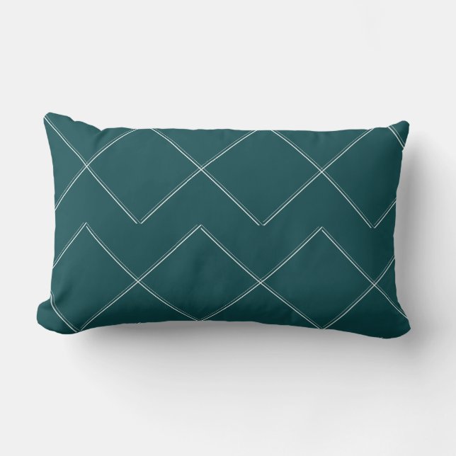 Turquoise Géométrique moderne Lumbar Coussin (Recto)