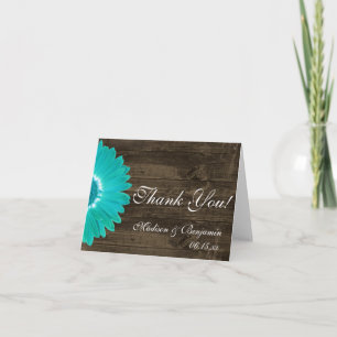 Turquoise Gerber Daisy Rustic Mariage Merci Cartes