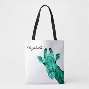 Turquoise Giraffe Pop Art Sac fourre-tout personna