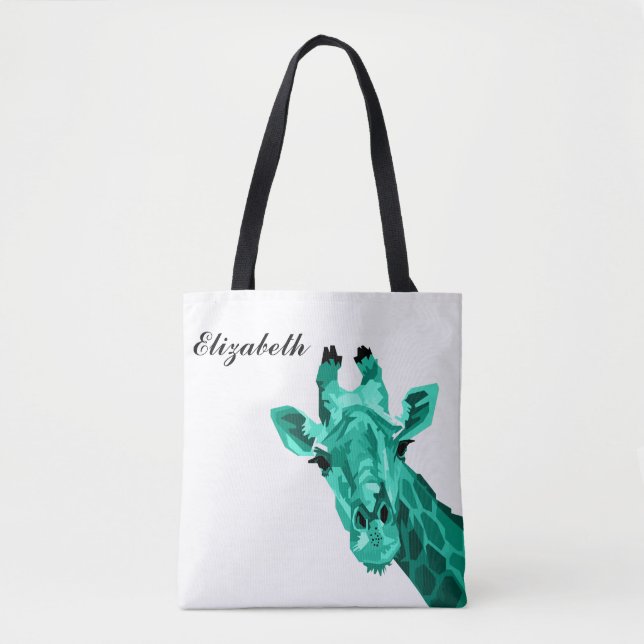 Turquoise Giraffe Pop Art Sac fourre-tout personna (Devant)