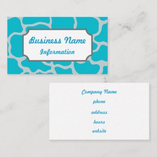 Turquoise Giraffe Print Business Card
