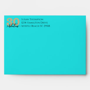 Turquoise Glitter 30 and Fabulous Birthday Party Envelope