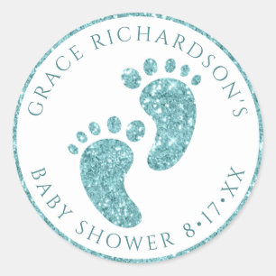 Turquoise Glitter Baby Feet Sticker   Personalized