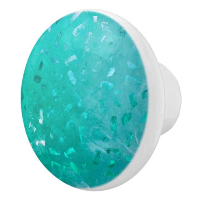 Turquoise Glitter Ceramic Knob (Right)