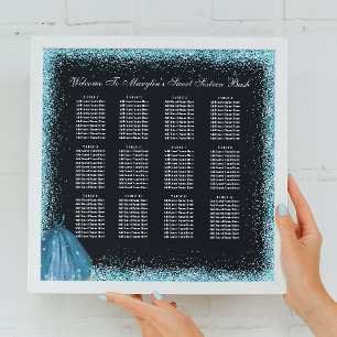 Turquoise Glitter Foil Balloon Seating Chart Photo Print