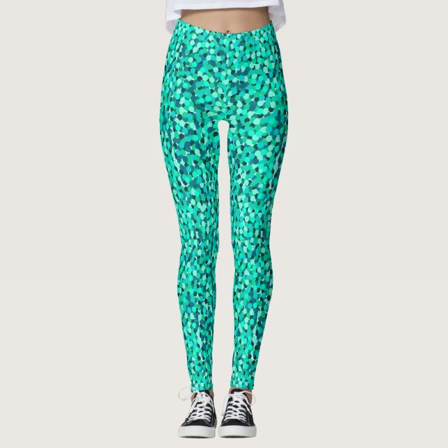 Turquoise Glitter Leggings (Front)