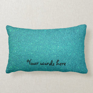 Turquoise glitter lumbar pillow