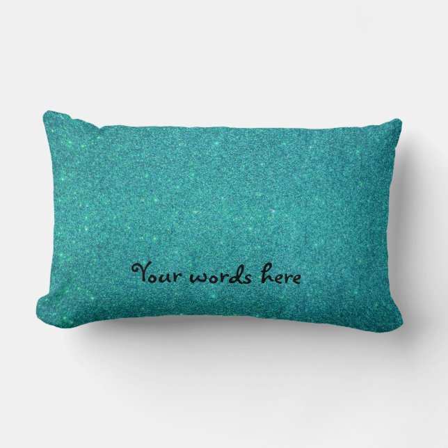Turquoise glitter lumbar pillow (Front)