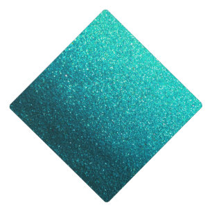 Turquoise Glitter Ombre Sparkle Girly Glam Teacher Graduation Cap Topper