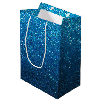 Turquoise Glitter Ombre Sparkles Glam Bat Mitzvah Medium Gift Bag