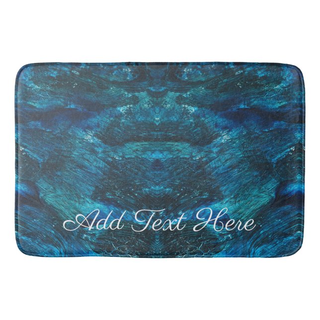 Turquoise Glitter Paint Strokes Bath Mat (Front)