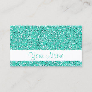 Turquoise Glitter Pattern Look-like Business Card