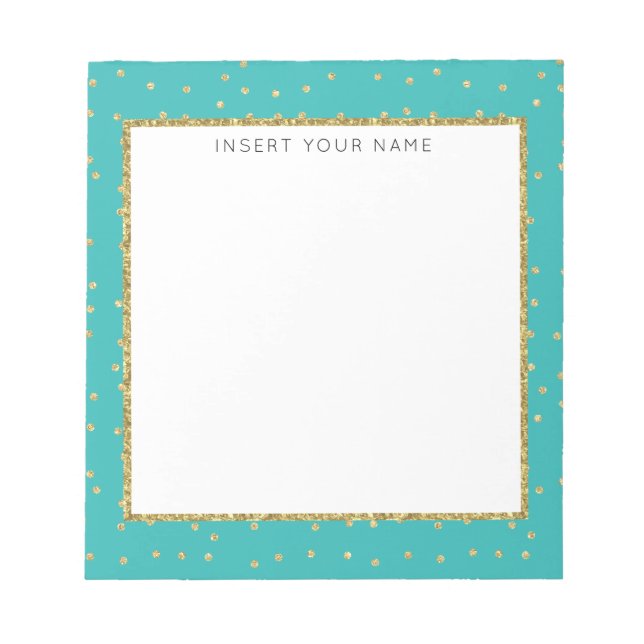 Turquoise & Glitter Personalized Notepad 5.5" x 6" (Front)