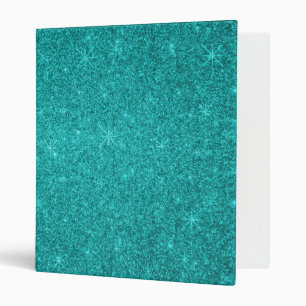 Turquoise glitter stars binder