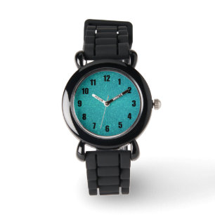 Turquoise glitter watch