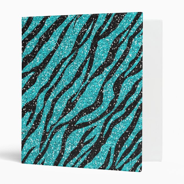 Turquoise Glitter Zebra Print Binder (Front/Inside)
